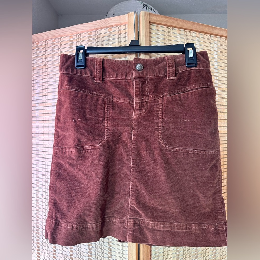 Athleta Soft Velour Brown Velvet Skirt With Pockets